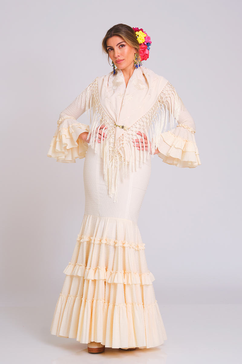 VESTIDO CASTAÑUELA MUJER BEIGE