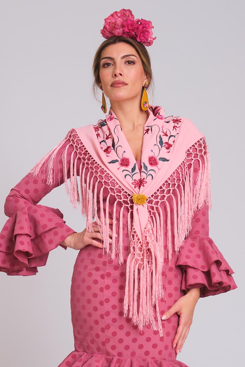 MANTON BORDADO ATENEA MUJER CARMIN