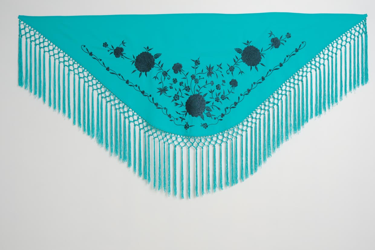 MANTON BORDADO PERSEFONE MUJER AGUAMARINA