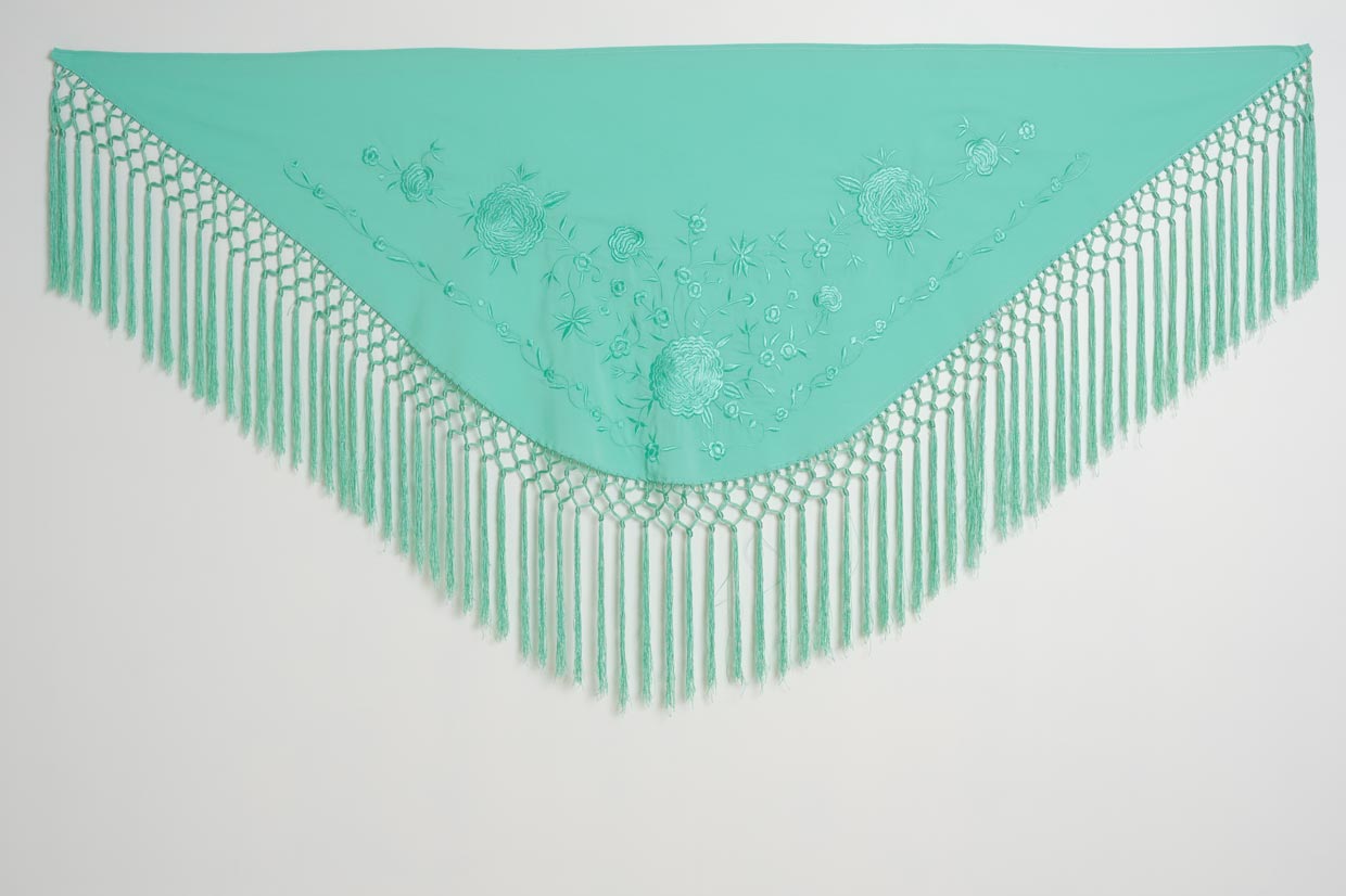 MANTON BORDADO PERSEFONE MUJER VERDE AGUA