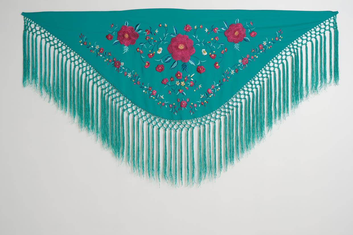 MANTON BORDADO AFRODITA MUJER PETROLEO