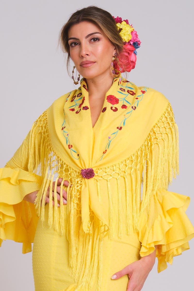 MANTON BORDADO CLAVELLINA MUJER PLUMETY AMARILLO