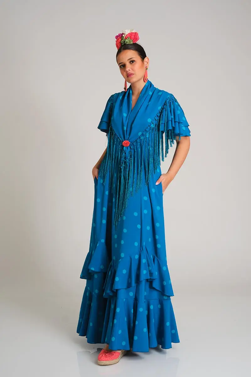 VESTIDO ROMERIA MARAVILLOSO AZUL