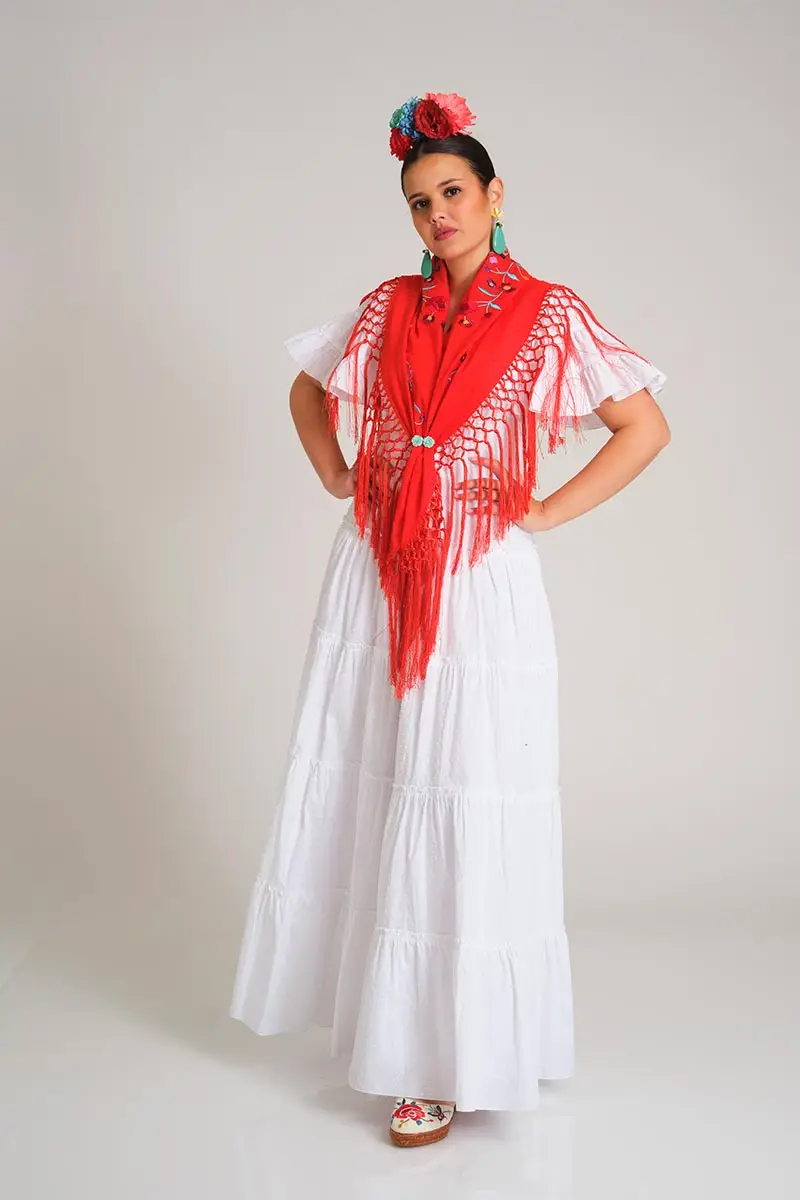 VESTIDO ROMERIA CANASTERO BLANCO