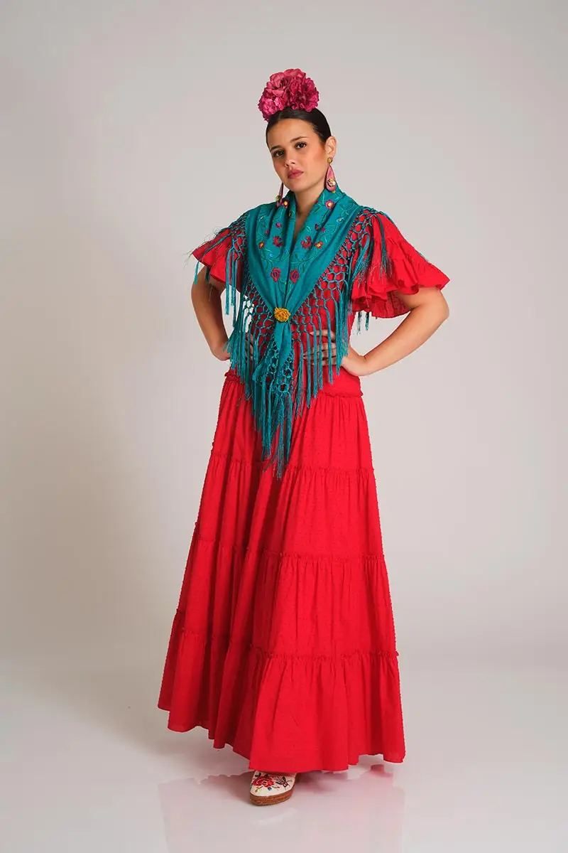 VESTIDO ROMERIA CANASTERO ROJO