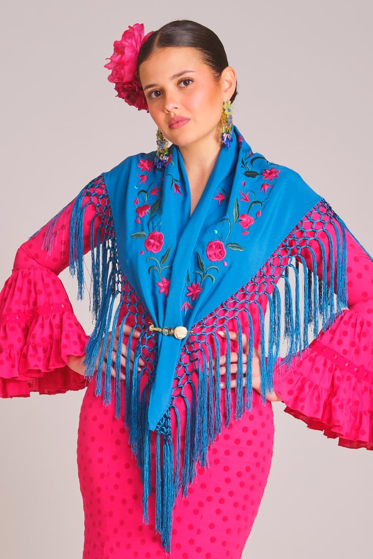 MANTON BORDADO ATENEA MUJER AZUL PUERTO