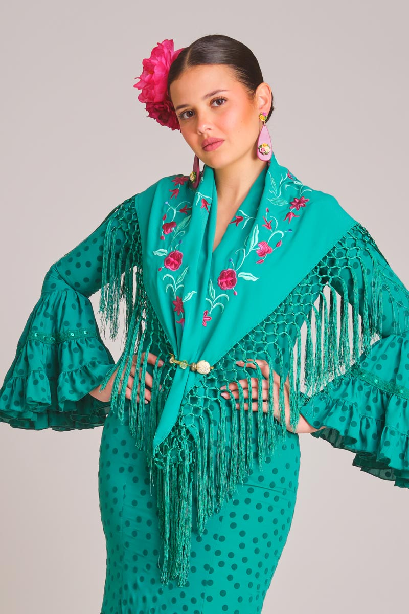 MANTON BORDADO ATENEA MUJER VERDE