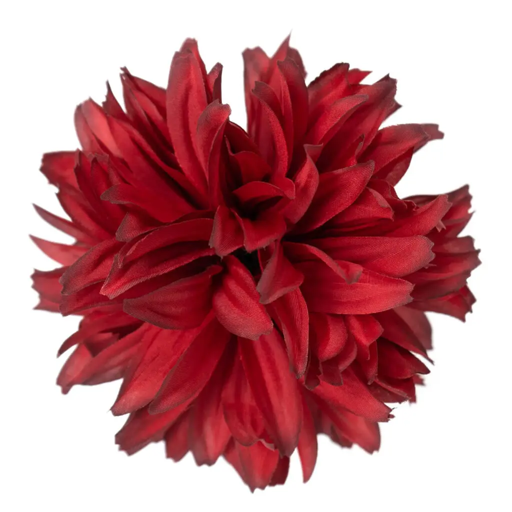 Flor de flamenca burdeos con pétalos alargados para peinados de moda flamenca