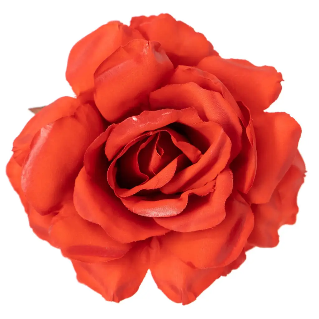 Flor de flamenca naranja tipo rosa para peinados de moda flamenca